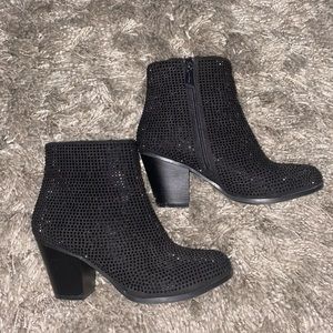 Sparkly black booties